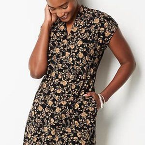 J. Jill Jersey Fit & Flare Dress | Black Floral | Size M